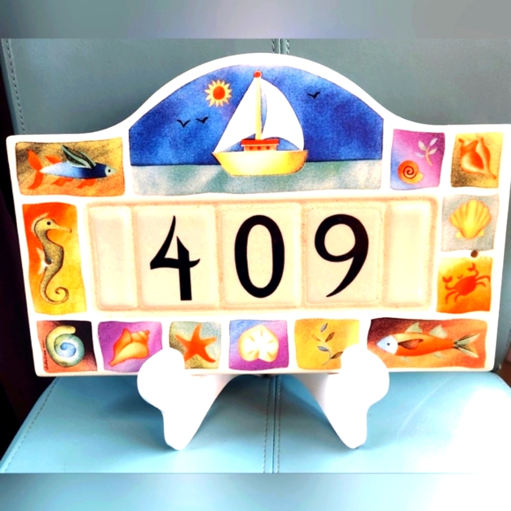 409 Custom Beach Sea OCEAN Fish Theme HOME ADDRESS Ceramic Tiles Art Car Hot Rod